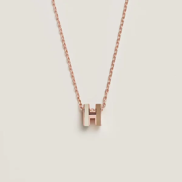 Hermes 愛馬仕 經典Mini Pop H立體LOGO雙色飾品項鍊